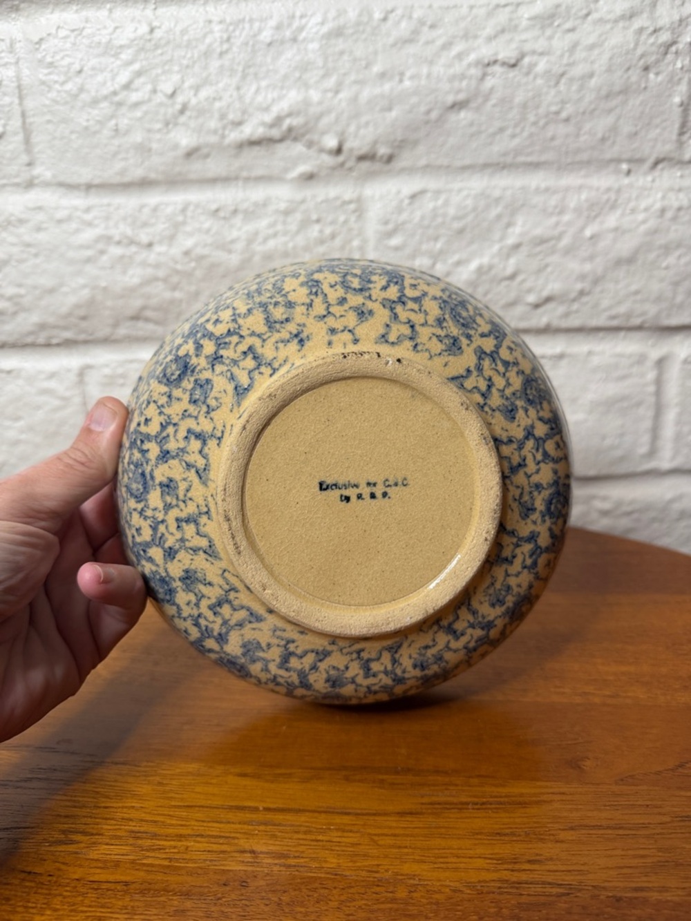 Spongeware Bowl Blue Small RRP Robinson Ransbottom Pottery - Picture 4 of 6